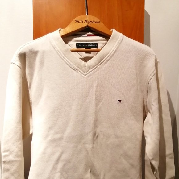 Vintage Tommy Hilfiger Thick Lined V-Neck Sweater - Picture 1 of 2